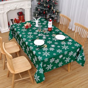 Christmas Tablecloth, Simple Snow Stick Figure Washable Table Cover, Holiday Decorative Dining Table Cover for Party Picnic Dinner Decor - 1 of 4