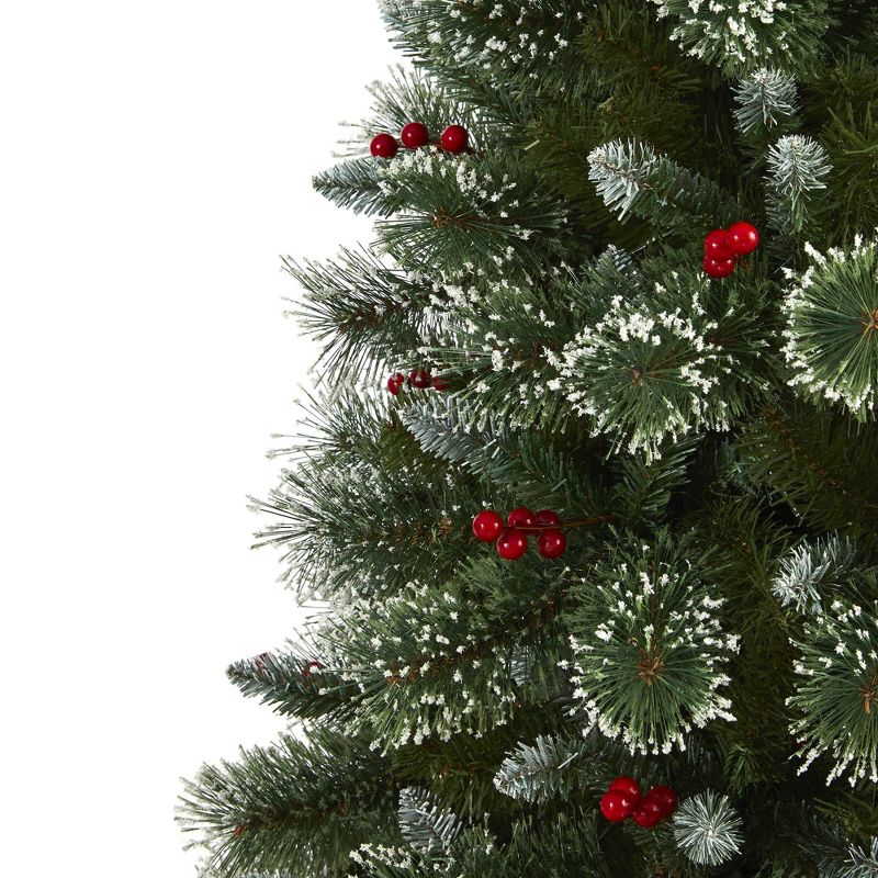 6ft Nearly Natural Pre-Lit LED Frosted Swiss Pine Artificial Christmas Tree Clear Lights, 5 of 10