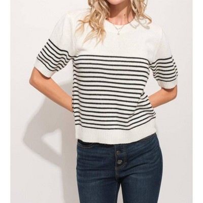 Women's Short Sleeve Striped Knit Top - Plus - And The Why