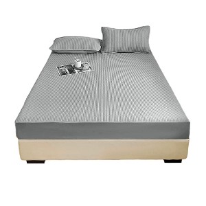 Unique Bargains Lattice Stitching Fitted Sheet 1 Pc - 1 of 4