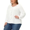 Agnes Orinda Women's Plus Size Elegant Long Sleeve Ruffle Trim V Neck Office Blouses - 2 of 4