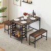 Dining Table Set for 4, Rectangular Kitchen Table with Wine Rack and 2-Tier Storage Shelf, Space-Saving Dining Room Table for Small Apartment - 4 of 4