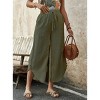 Womens Summer Pants Casual Linen Capris Pants with Drastring Wide Leg Roomy Non-Restrictive Trouser with Curvy Slit Hem - 3 of 4