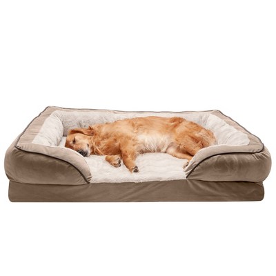 FurHaven Velvet Waves Perfect Comfort Cooling Gel Top Memory Foam Sofa Dog Bed