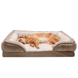 FurHaven Velvet Waves Perfect Comfort Cooling Gel Top Memory Foam Sofa Dog Bed - 1 of 3
