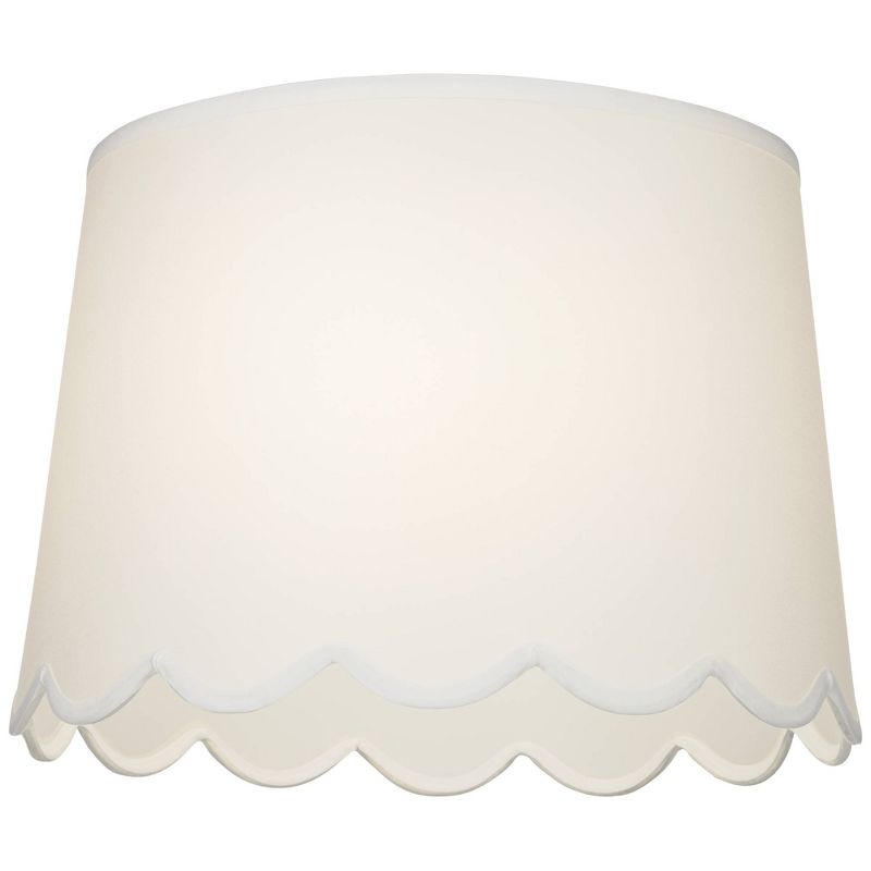 Springcrest Collection Hardback Scallop Empire Lamp Shade White Medium 13" Top x 15" Bottom x 11" High Spider with Replacement Harp and Finial Fitting, 3 of 8