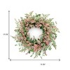 HomeRoots 18" Pink And Green Mixed Assortment Artificial Wreath - 3 of 4