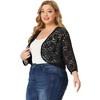 Agnes Orinda Women's Plus Size Sheer Cardigan 3/4 Sleeves Floral Lace Crop Shrug - 4 of 4