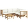 vidaXL Garden Lounge Set Cream White Bamboo, Fabric (100% polyester) - 3 of 4