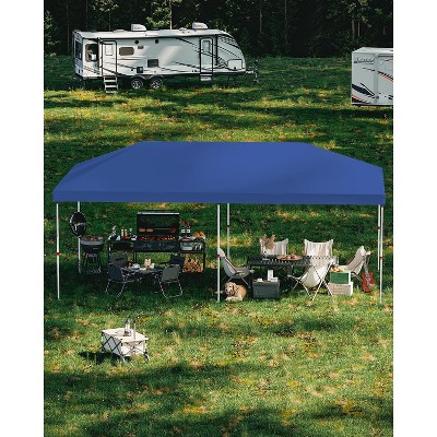 10x20 Pop Up Canopy - Easy Up Camping Tent with One Roller Bag, 3 Adjustable Height, 4 Weight Bags for Deck, Garden, Sports, Beach, Party