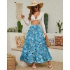 Women's 2025 Boho Chiffon Maxi Skirt - Flowy Pleated A-Line Long Skirt with Elastic Waist Gray-blue Flower-88 - 3 of 4