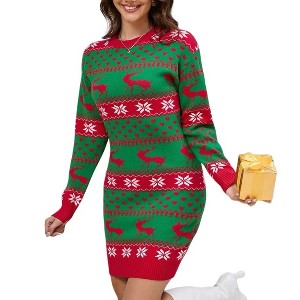 Women's Christmas Cardigan - Festive Knit Open Front Sweater with Holiday Patterns, Soft Long Sleeve Cozy Wrap for Xmas Party - 1 of 4