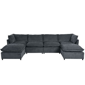 NicBex Modern 136.2" Sectional Sofa Modular U Shape Sofa Couch with 2 Removable Ottomans for Living Room Apartment - 1 of 4