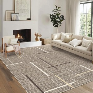 Indoor Modern Soft Area Rugs for Bedroom Decor Washable Strip Abstract Carpet Low Pile Non Slip Floor Mat For Living Room - 1 of 4