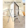 SONGMICS Clothes Drying Rack, Heavy-Duty Laundry Drying Rack, 45.7-63.4 Inches Extendable, Foldable Freestanding Airer, Stainless Steel, Dove Gray - 3 of 4