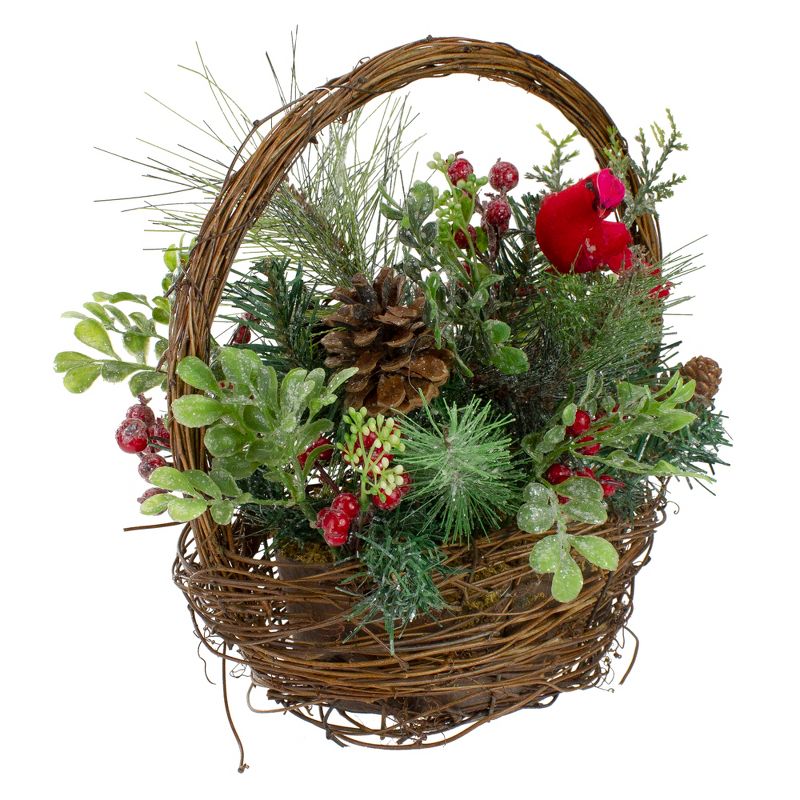 Northlight 12" Red Cardinal with Winter Foliage Twig Basket Christmas Decoration, 5 of 6