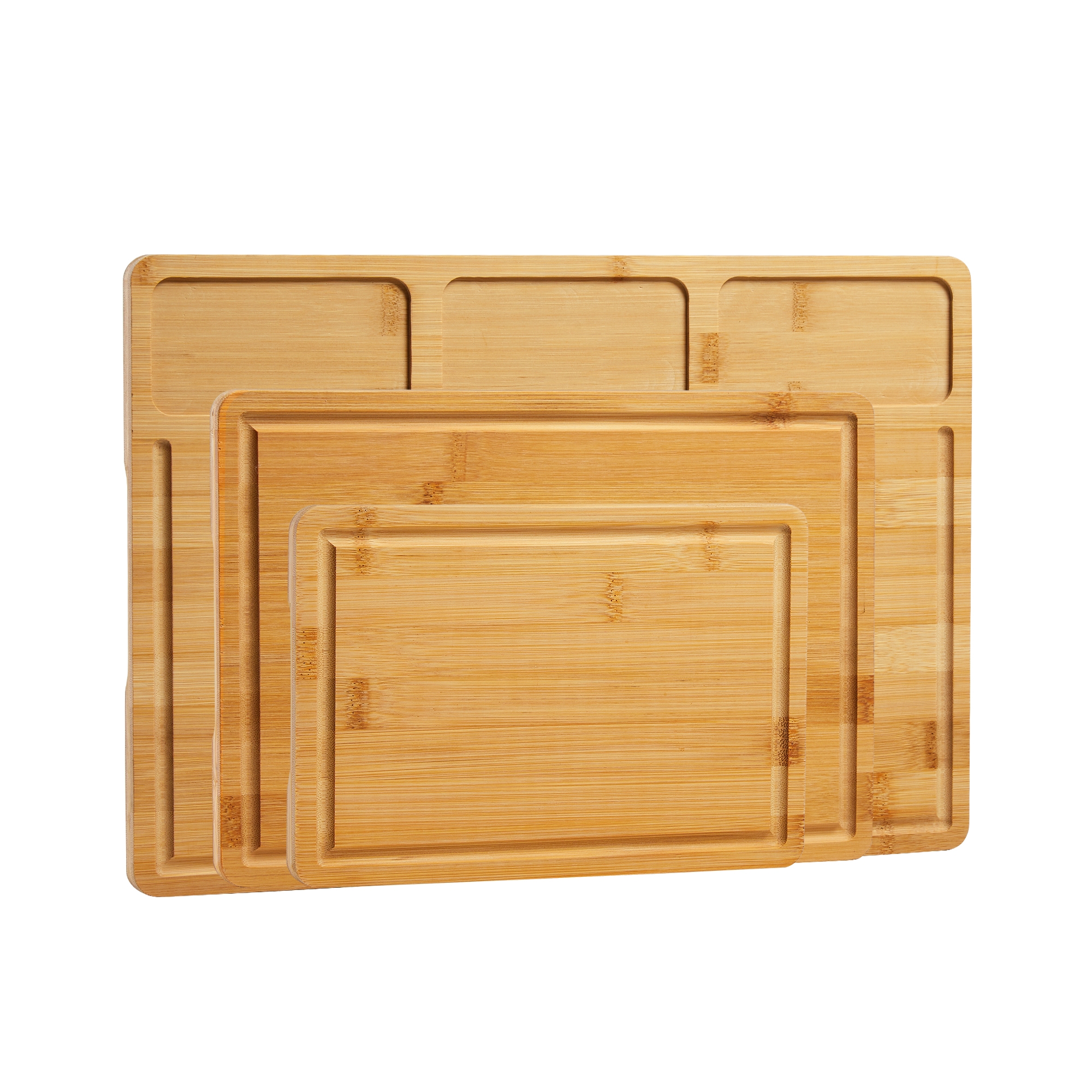Bamboo Cutting Board Set with Prep Slots, 3 Sizes Cutting Boards for Kitchen with Juice Groove