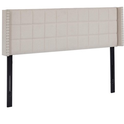 Linen Upholstered Headboard, Tufted Nailhead & Double Wingback, 6 Adjustable Position