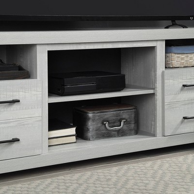Gray Engineered Wood TV Stand with Drawers and Shelves