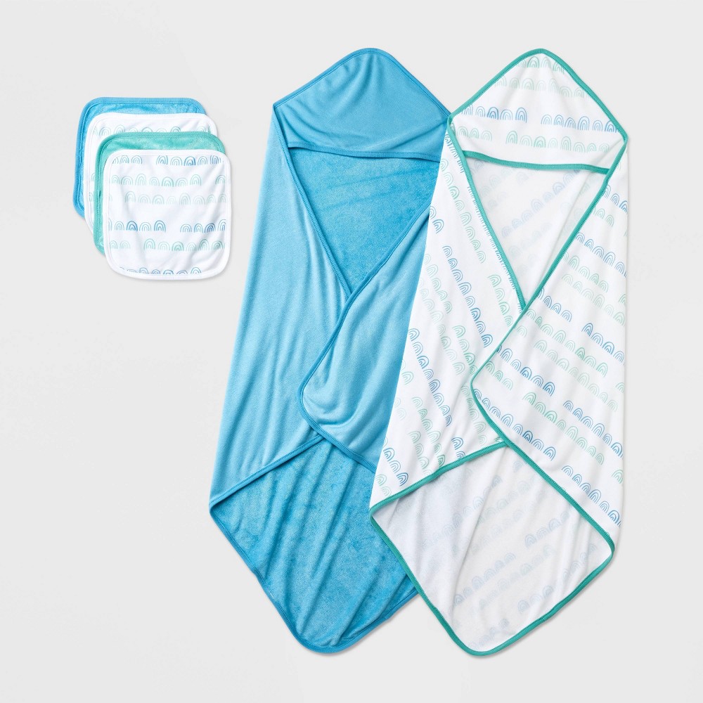 Photos - Towel Baby 6pk Cotton Modal Bath Gift Set - Cloud Island™ Green Blue
