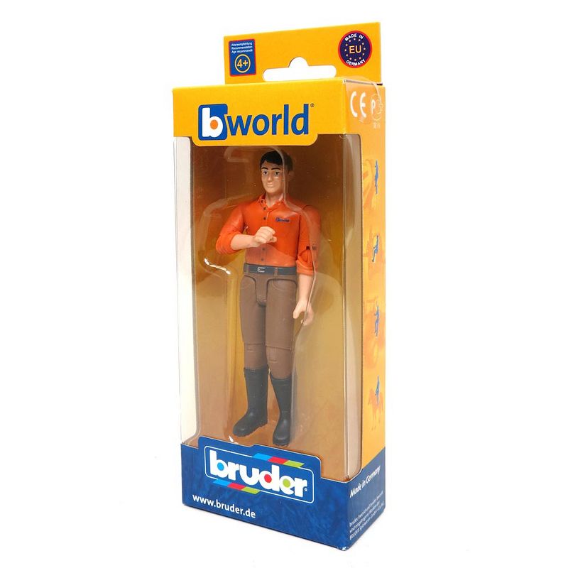 Bruder bworld Man with Brown Jeans and Orange Shirt Toy Figure, 2 of 4