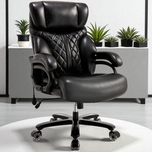 Mshliw 600LBS Heavy Duty Big and Tall Office Chair with High Back, Wide Seat, Adjustable Lumbar Support, PU Leather Executive Chair - 1 of 4