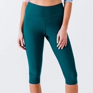 Calypsa Women's High Waisted Chlorine Resistant Capri Swim Leggings - 1 of 4