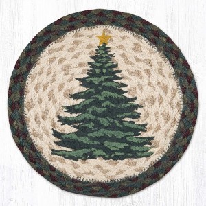 Earth Rugs Festive Holiday Tree Jute Trivet 10"x10" Hand Stenciled - 1 of 3