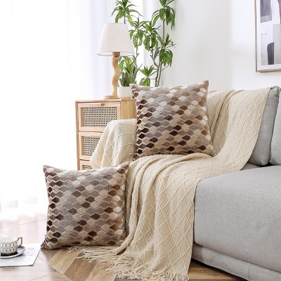 Kate Aurora 1 Piece Nolita Argyle Raised Chenille Ultra Plush & Fluffy 18"x 18" Filled Accent Throw Pillow With Removable Zipper Shell/Cover