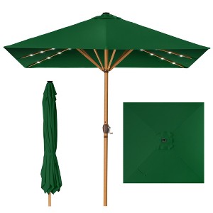Best Choice Products 9ft Deep Square Solar LED Lighted Patio Umbrella w/ Faux Wood Texture, UV-Resistant - 1 of 4