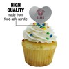 NCAA Missouri State Secondary Logo Heart Love Cupcake Picks Toppers Decoration Set of 6 - 3 of 4