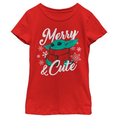 Goodwill lektier sådan Girl's Star Wars The Mandalorian Christmas The Child Merry And Cute T-shirt  - Red - X Small : Target
