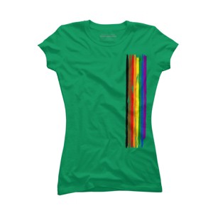 Adult Design By Humans Pride Rainbow Vertical Stripe By alphalezbean T-Shirt - 1 of 2