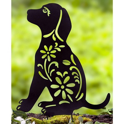 Lakeside Puppy Silhouette Stake for Yards, Gardens - Outdoor Shadow Decoration