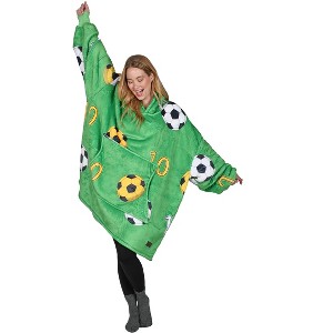 Catalonia Woman Wearable Blanket Hoodie Oversized Sweatshirt, Warm Fleece Pullover Adult Blanket, Cozy Birthday Gift for Woman Wife - 1 of 4
