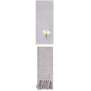 REGALWOVEN 2 Packs Cotton Soft Absorbent Floral Pattern and Solid Hand Towel - 1 of 4