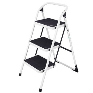 Cesicia White 3-Step Folding Ladder with Handgrip and Anti-Slip Platform - 1 of 4