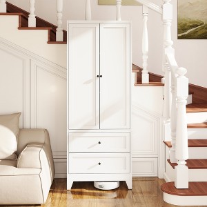 Gulches 28 in W x 14 in D x 72 in H White Metal Freestanding Kitchen and Dining Cabinets with 2 Drawers Adjustable Shelves in White Finish - 1 of 4