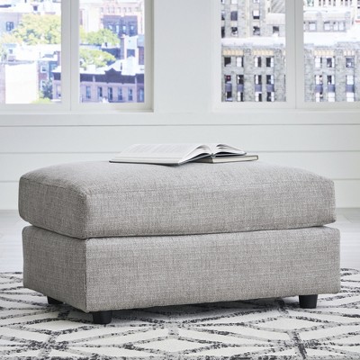 Light Gray Contemporary Rectangular Chenille Ottoman