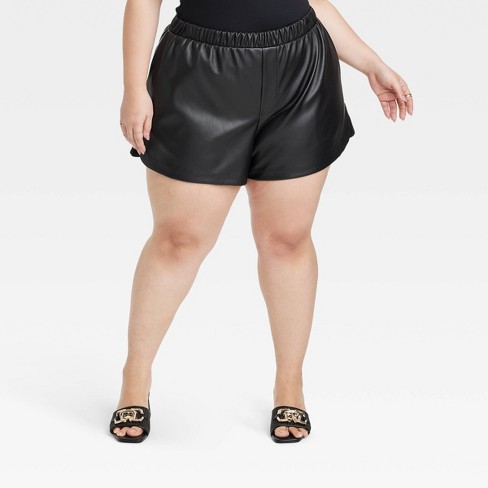 Women's High-rise Faux Leather Shorts - A New Day™ Black 3x : Target