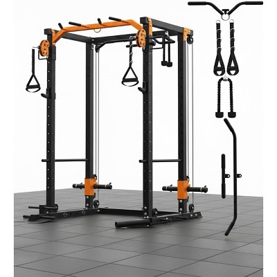 Power Cage, All-in-1 Home Gym with LAT Pulldown&Cable System,2000LBS Squat Rack for Home & Garage & Apartment Use, Workout Cage with More Attachments