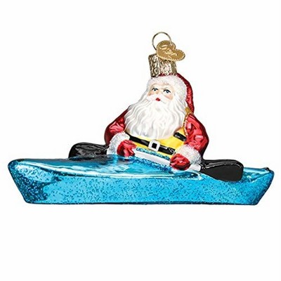 Old World Christmas Blown Glass Ornament for Christmas Tree, Santa In Kayak