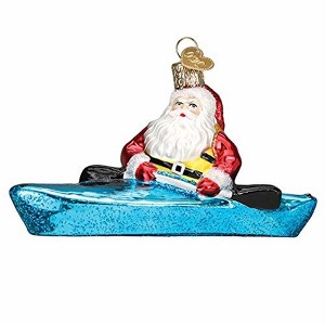 Old World Christmas Blown Glass Ornament for Christmas Tree, Santa In Kayak - 1 of 4