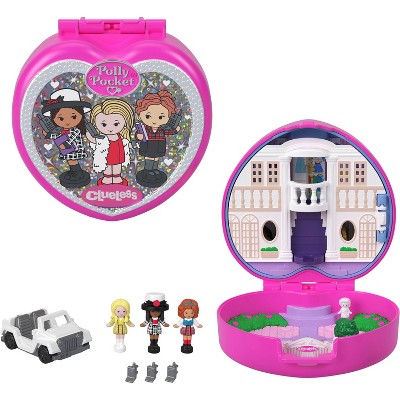 Polly Pocket Micro Dolls and Playset, Collector Clueless Compact with Toy Car, Hat and Phone Accessories