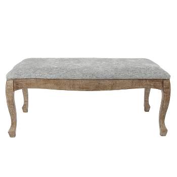 LuxenHome Upholstered Gray Linen Entryway and Bedroom Bench.