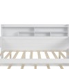 Bellemave Wooden Full Size Daybed with Storage Shelves, Multi-functional Bed with Twin Size Trundle Bed and Study Desk, Antique White - 4 of 4