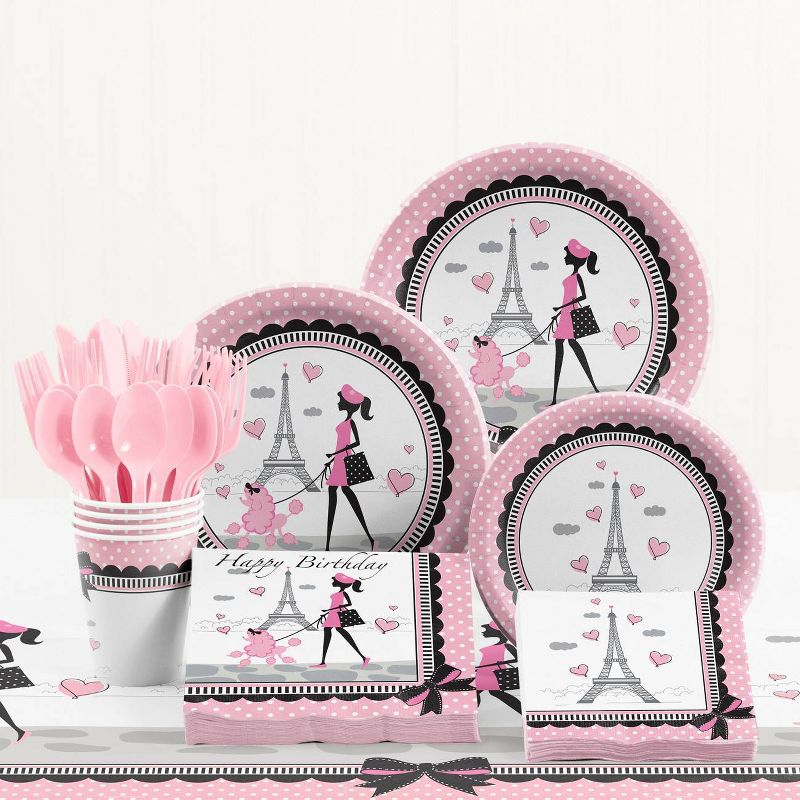 24ct Party in Paris Paper Plates Pink, 3 of 4