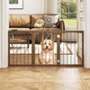 Costway 30” Tall Pet Gate Wooden Dog Fence w/180° Rotation 3-Panel Room Divider Barrier for Doorway Hallway Stairs Brown - 2 of 4