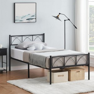 coucheta Metal Platform Bed Frame with Headboard and Footboard, Heavy Duty  with Strong Metal Slats - 1 of 4