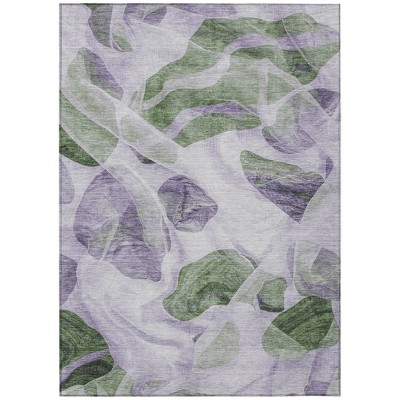 HomeRoots 9' X 12' Lavender And Green Abstract Washable Indoor Outdoor Area Rug